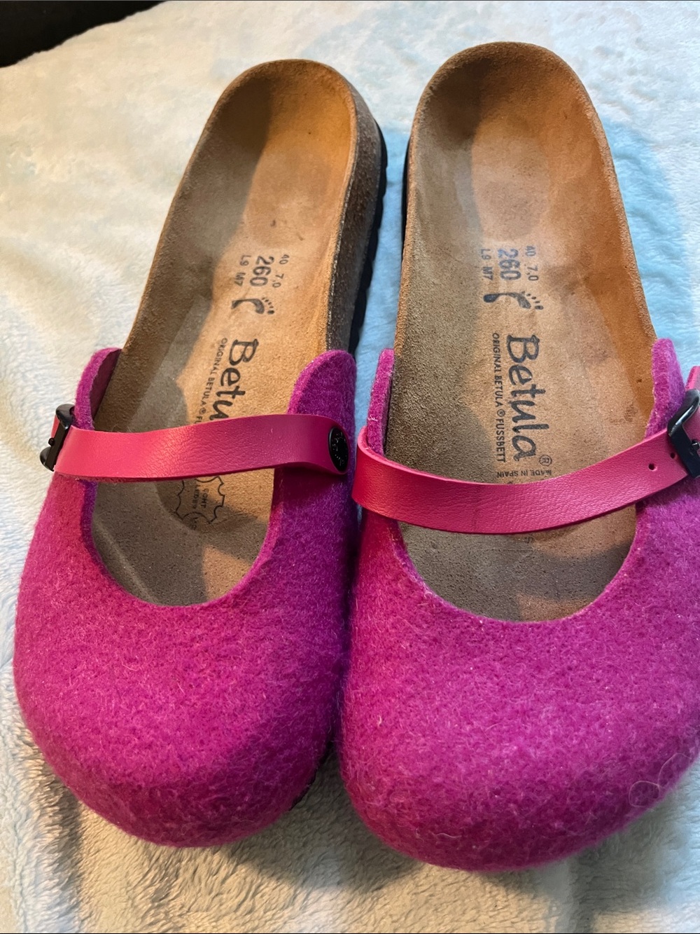 New Birkenstock Betula Liv tex Mary Jane hot pink/ fuschia clog sz 9 Exc